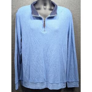 TAILOR BYRD Mens Sweater - Blue, Quarter Zip, Pullover, Long Sleeve, Size XL